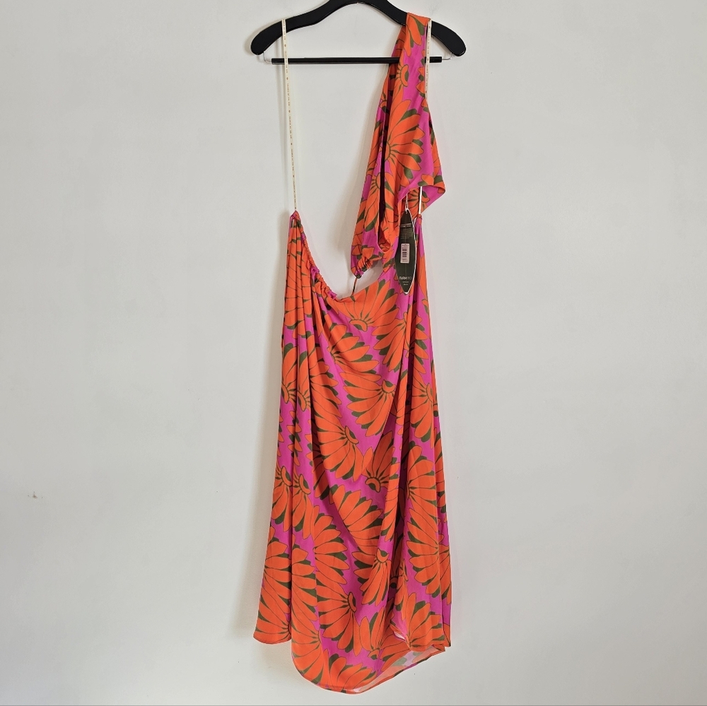 Farm Rio Copacabana Pink Cutout Midi Dress XL NWT New - Picture 5 of 10